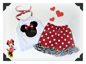 Minnie Red Dot N Zebra Halter Short Set